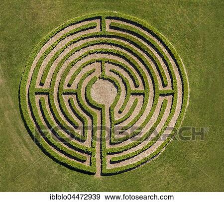 Stock Photo - Labyrinth in meadow, hedge maze, Winterberg, Sauerland, North Rhine-Westphalia, Germany, Europe. Fotosearch