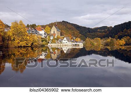 lake Beyenburger and historical center of Beyenburg with the St. Mary Magdalene Church in Wuppertal, Bergisches Land, North Rhine-Westphalia, Germany, Europe View Large Photo Image Stock Image - lake Beyenburger and historical center of Beyenburg with the St. Mary Magdalene Church in Wuppertal, Bergisches Land, North Rhine-Westphalia, Germany, Europe. Fotosearch