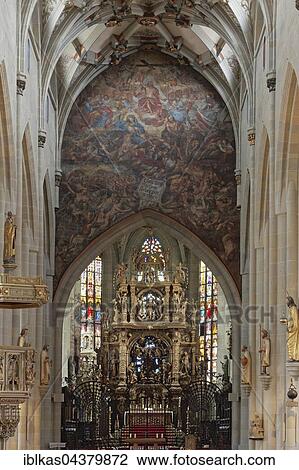 Stock Image - Last Judgment fresco from 1722, Münster St. Nikolaus, Ueberlingen, Baden-Württemberg, Germany, Europe. Fotosearch