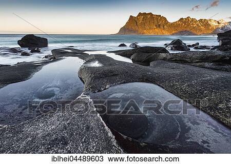 Last sunlight, beach of Uttakleiv, Lofoten, Norway, Europe View Large Photo Image Stock Image - Last sunlight, beach of Uttakleiv, Lofoten, Norway, Europe. Fotosearch