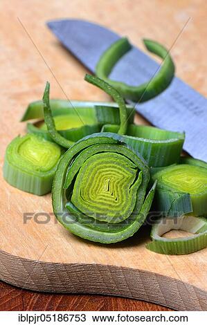 Leek, sliced, Allium porrum View Large Photo Image Stock Image - Leek, sliced, Allium porrum. Fotosearch