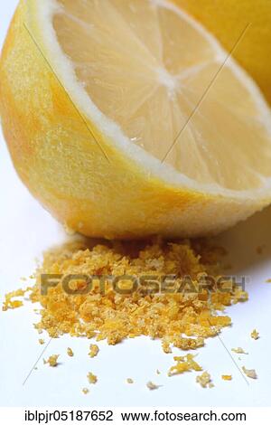 Stock Image - Lemon, lemon zest and half lemon, lemon peel, lemon zest, lemon grated lemon, lemon zest, lemon zest, grated lemon peel. Fotosearch