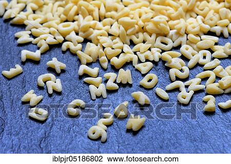 Stock Image - Letter noodles, pasta. Fotosearch
