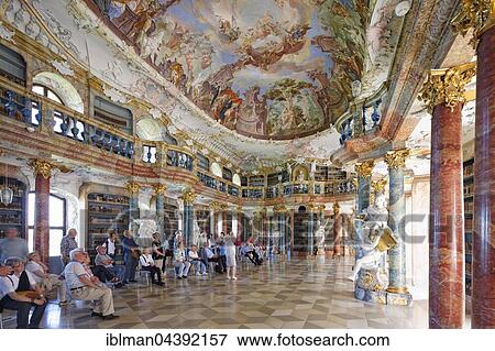 Stock Photo - Library hall, Wiblingen Abbey near Ulm, Upper Swabia, Swabia, Baden-Württemberg, Germany, Europe. Fotosearch