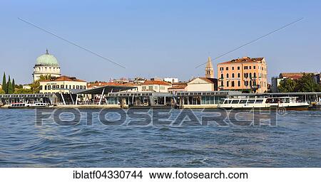 Picture - Lido, boat landing, Lido di Venezia, Venice, Veneto, Italy, Europe. Fotosearch