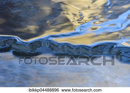 Stock Photograph - Light reflecting ice sheet, source river Warme Bode near Braunlage, Lower Saxony, Germany, Europe. Fotosearch