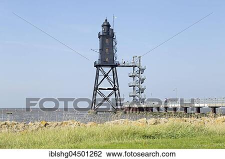 Stock Image - Lighthouse, Dorum, Wurster country, Lower Saxony, Germany, Europe. Fotosearch