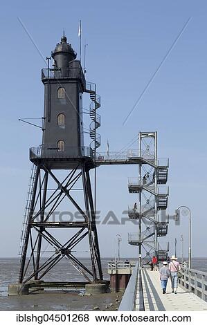 Stock Photo - Lighthouse, Dorum, Wurster country, Lower Saxony, Germany, Europe. Fotosearch
