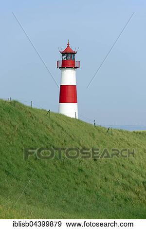 Stock Photo - Lighthouse List East, Ellebogen, Sylt, North Frisian Islands, North Frisia, Schleswig-Holstein, Germany, Europe. Fotosearch
