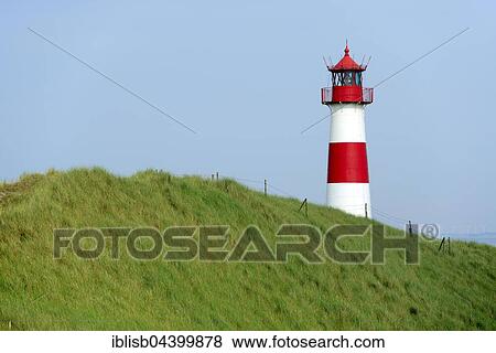 Stock Photo - Lighthouse List East, Ellenbogen, Sylt, North Frisian Islands, North Frisia, Schleswig-Holstein, Germany, Europe. Fotosearch