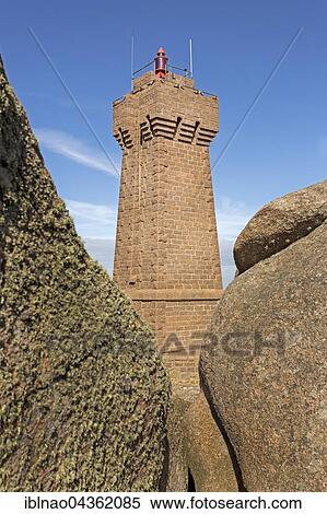 Lighthouse Men Ruz, Ploumanac' h, Cote de Granit Rose, Côtes d' Armor, Brittany, France, Europe View Large Photo Image Stock Photography - Lighthouse Men Ruz, Ploumanac' h, Cote de Granit Rose, Côtes d' Armor, Brittany, France, Europe. Fotosearch