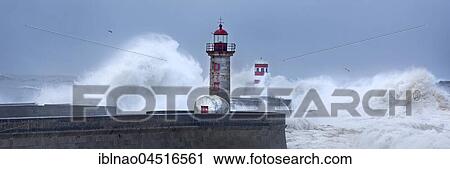 Lighthouse of Porto during storm, Portugal, Europe View Large Photo Image Stock Image - Lighthouse of Porto during storm, Portugal, Europe. Fotosearch