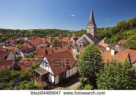 Look on medieval town with the historic centre church, Warburg, district Hoexter, Westphalia-Lippe, North Rhine-Westphalia, Germany, Europe View Large Photo Image Stock Photo - Look on medieval town with the historic centre church, Warburg, district Hoexter, Westphalia-Lippe, North Rhine-Westphalia, Germany, Europe. Fotosearch