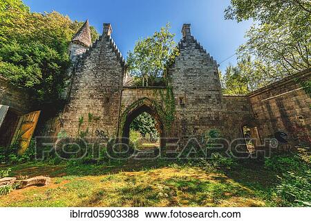 Stock Photo - Lost Place, ruined castle, Château Miranda or Château de Noisy, near Celles, province of Namur, Belgium, Europe. Fotosearch