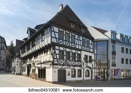 Stock Image - Luther House, Museum with annex of 2015, European Heritage site, Eisenach, Thuringia, Germany, Europe. Fotosearch