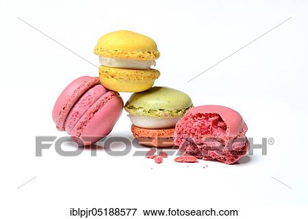Stock Photo - Luxemburgerli confectionery, macarons, bitten, bitten off, speciality of Confiserie Sprüngli. Fotosearch