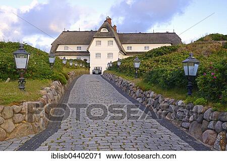 Stock Image - Luxury Hotel Söl'ring Hof at the Rantum sand dunes, Sylt, North Frisian Islands, North Frisia, Schleswig-Holstein, Germany, Europe. Fotosearch