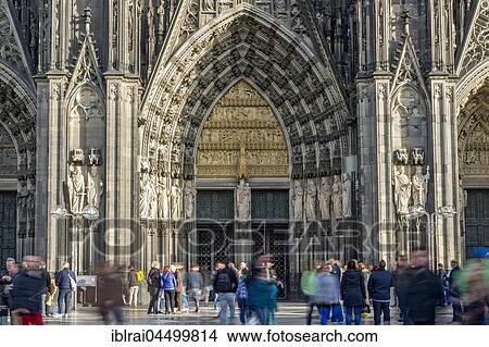 Main entrance Cologne Cathedral, west facade, people in front of the dome, Cologne, North Rhine-Westphalia, Germany, Europe View Large Photo Image Picture - Main entrance Cologne Cathedral, west facade, people in front of the dome, Cologne, North Rhine-Westphalia, Germany, Europe. Fotosearch