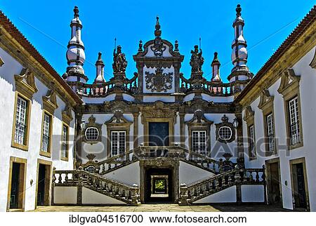 Stock Image - Main entrance, Mateus Palace, Palacio de Mateus, Mateus, Vila Real, Portugal, Europe. Fotosearch