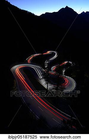 Stock Photography - Maloja Pass near Maloja, Passo del Maloggia, Swiss Alpine Pass, Alpine transversal, pass road, hairpin bend, Engadin, Bergell, Canton Graubünden, Switzerland, Europe. Fotosearch