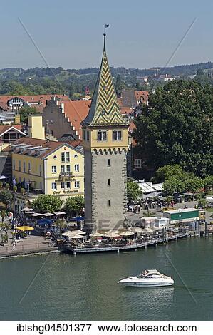 Mangenturm at the harbor, Lindau, Lake Constance, Bavaria, Germany, Europe View Large Photo Image Stock Photo - Mangenturm at the harbor, Lindau, Lake Constance, Bavaria, Germany, Europe. Fotosearch