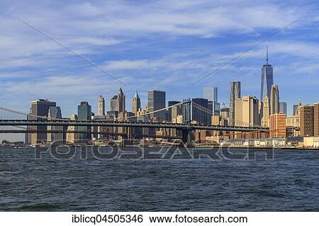 Manhattan Bridge, Skyline with One World Trade Center, East River, Manhattan, New York City, New York, USA, North America View Large Photo Image Stock Photograph - Manhattan Bridge, Skyline with One World Trade Center, East River, Manhattan, New York City, New York, USA, North America. Fotosearch