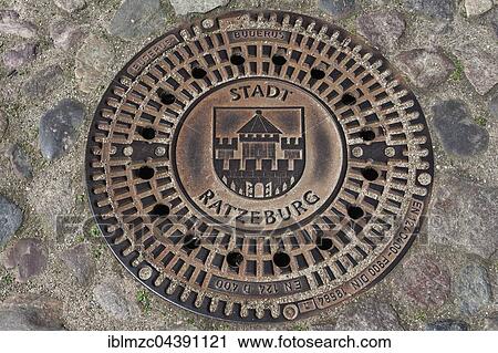 Stock Image - Manhole, Stadt Ratzeburg, Ratzeburg town, Schleswig-Holstein, Germany, Europe. Fotosearch