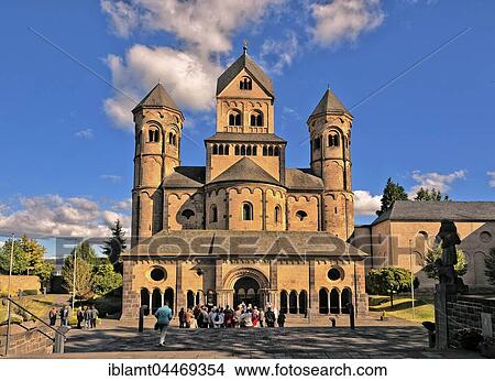Picture - Maria Laach abbey, monastery church, medieval monastery, Glees, Eifel, Rhineland-Palatinate, Germany, Europe. Fotosearch
