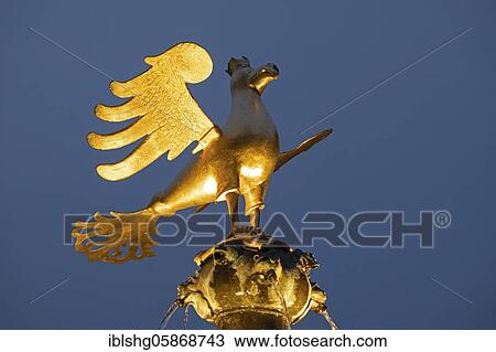 Stock Image - Market fountain with imperial eagle, market place, world cultural heritage, Goslar, Harz, Lower Saxony, Germany, Europe. Fotosearch