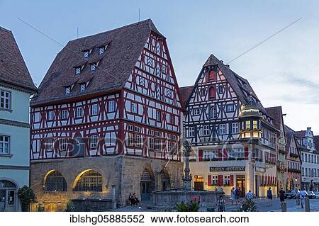 Market place at dusk, Old town, Rothenburg ob der Tauber, Middle Franconia, Bavaria, Germany, Europe View Large Photo Image Stock Image - Market place at dusk, Old town, Rothenburg ob der Tauber, Middle Franconia, Bavaria, Germany, Europe. Fotosearch