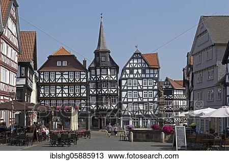Market place with merchant guildhall St. Michaelis, Fritzlar, Hesse, Germany, Europe View Large Photo Image Stock Image - Market place with merchant guildhall St. Michaelis, Fritzlar, Hesse, Germany, Europe. Fotosearch