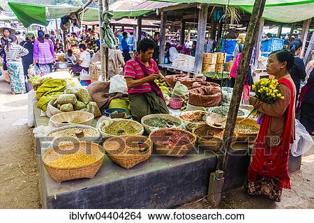 Market stall with nuts, Nampan, Inle Lake, Shan State, Myanmar, Asia View Large Photo Image Picture - Market stall with nuts, Nampan, Inle Lake, Shan State, Myanmar, Asia. Fotosearch