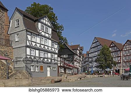 Marketplace with half-timbered houses, Homberg, Hesse, Germany, Europe View Large Photo Image Stock Image - Marketplace with half-timbered houses, Homberg, Hesse, Germany, Europe. Fotosearch