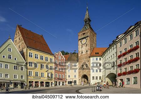 Medieval town gate, Schmalzturm or beautiful tower, main square, Landsberg am Lech, Upper Bavaria, Bavaria, Germany, Europe View Large Photo Image Stock Image - Medieval town gate, Schmalzturm or beautiful tower, main square, Landsberg am Lech, Upper Bavaria, Bavaria, Germany, Europe. Fotosearch
