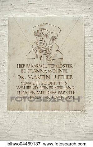 Memorial plaque on former Carmelite monastery, Martin Luther, Reformation Museum, Augsburg, Bavaria, Germany, Europe View Large Photo Image Stock Photo - Memorial plaque on former Carmelite monastery, Martin Luther, Reformation Museum, Augsburg, Bavaria, Germany, Europe. Fotosearch