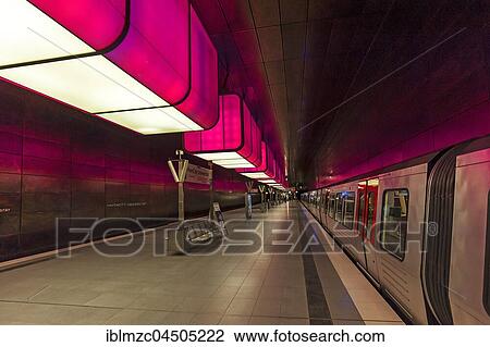 Stock Image - Metro Station HafenCity University, Hamburg, Germany, Europe. Fotosearch
