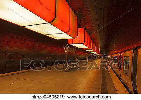 Stock Photo - Metro Station HafenCity University, Hamburg, Germany, Europe. Fotosearch