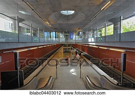 Stock Image - Metro Station, Messestadt-West, Munich, Bavaria, Germany, Europe. Fotosearch