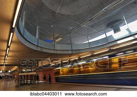 Metro station with arriving metro, Messestadt-West, Munich, Bavaria, Germany, Europe View Large Photo Image Stock Image - Metro station with arriving metro, Messestadt-West, Munich, Bavaria, Germany, Europe. Fotosearch