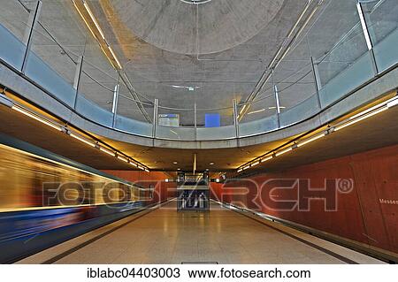 Metro Station with driving underground, Messestadt-West, Munich, Bavaria, Germany, Europe View Large Photo Image Stock Image - Metro Station with driving underground, Messestadt-West, Munich, Bavaria, Germany, Europe. Fotosearch