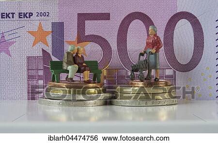 Miniature figures, seniors in front of 500 euro note, symbolic image costs in retirement, pension View Large Photo Image Stock Photograph - Miniature figures, seniors in front of 500 euro note, symbolic image costs in retirement, pension. Fotosearch