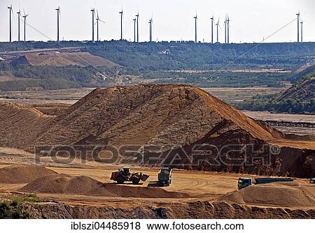 Mining area Garzweiler I, Strip mining lignite, wind power plants, Garzweiler, Jüchen, Rhenish lignite mining area, North Rhine-Westphalia, Germany, Europe View Large Photo Image Stock Photo - Mining area Garzweiler I, Strip mining lignite, wind power plants, Garzweiler, Jüchen, Rhenish lignite mining area, North Rhine-Westphalia, Germany, Europe. Fotosearch