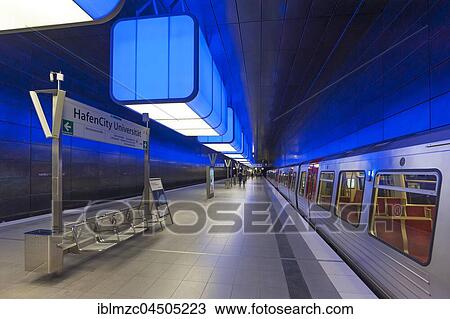 Modern metro station with changing play of colors, Hamburg, Germany, Europe View Large Photo Image Stock Image - Modern metro station with changing play of colors, Hamburg, Germany, Europe. Fotosearch