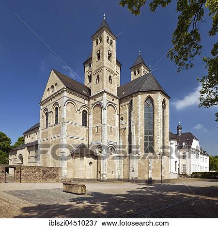 Stock Photo - Monastery Basilica of St. Andrew, Monastery Knechtsteden, Dormagen, Lower Rhine, North Rhine-Westphalia, Germany, Europe. Fotosearch