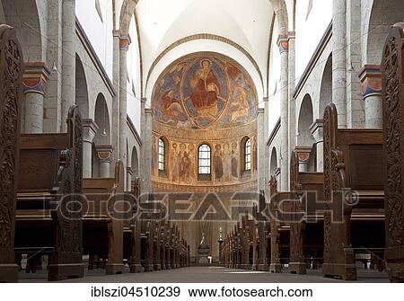 Monastery Basilica of St. Andrew with fresco, Monastery Knechtsteden, Dormagen, Lower Rhine, North Rhine-Westphalia, Germany, Europe View Large Photo Image Stock Photo - Monastery Basilica of St. Andrew with fresco, Monastery Knechtsteden, Dormagen, Lower Rhine, North Rhine-Westphalia, Germany, Europe. Fotosearch