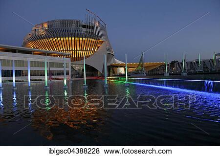 Stock Photo - Montreal casino at dusk, illuminated, Montreal, Quebec Province, Canada, North America. Fotosearch