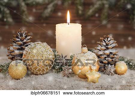 Natural Christmas decoration with candle View Large Photo Image Stock Image - Natural Christmas decoration with candle. Fotosearch