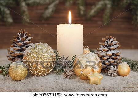 Natural Christmas decoration with candle View Large Photo Image Stock Image - Natural Christmas decoration with candle. Fotosearch