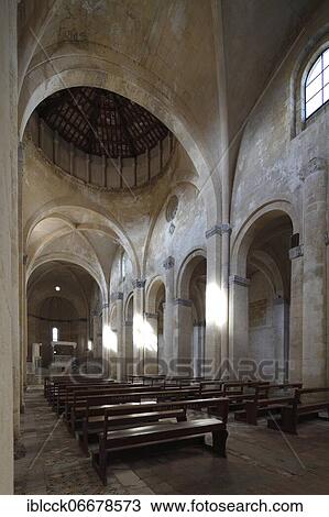 Stock Image - Nave of the church of Santa Maria in Castello, Tarquinia, Lazio, Italy, Europe. Fotosearch