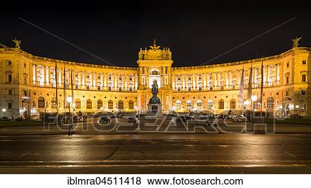 Neue Burg, Hofburg Imperial Palace by night, Vienna, Austria, Europe View Large Photo Image Stock Photo - Neue Burg, Hofburg Imperial Palace by night, Vienna, Austria, Europe. Fotosearch